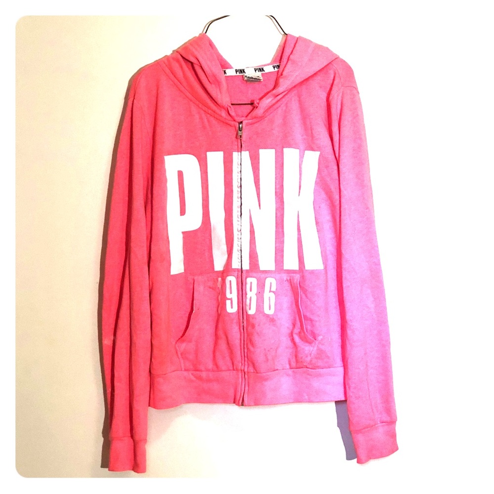 Bright pink PINK zip up sweater. 💕